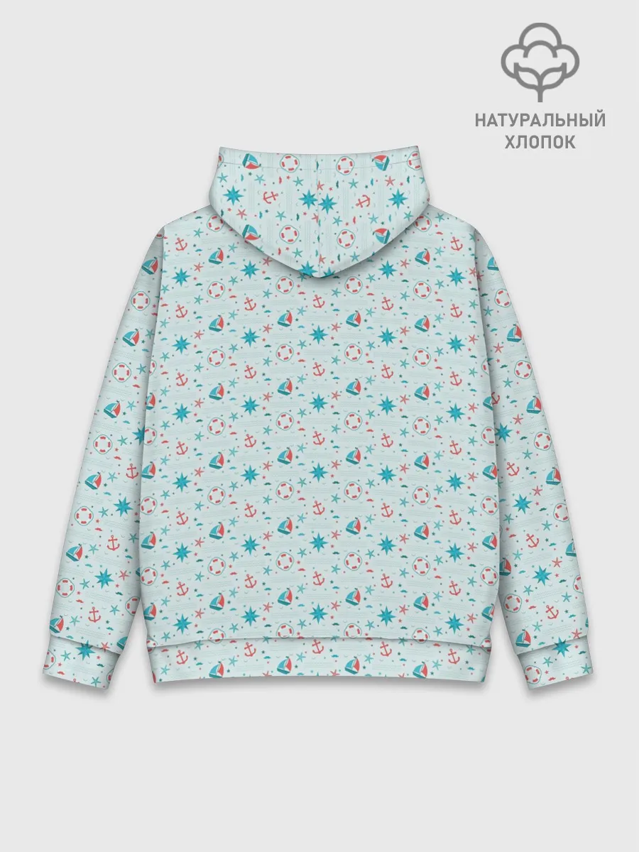 Худи мужской база хлопок / Морской узор