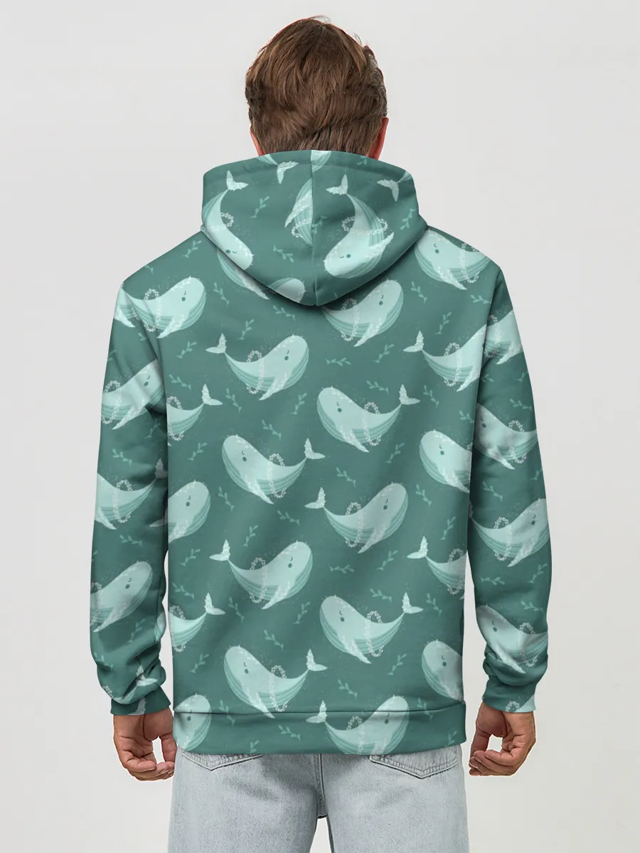 Худи мужской база хлопок / Киты