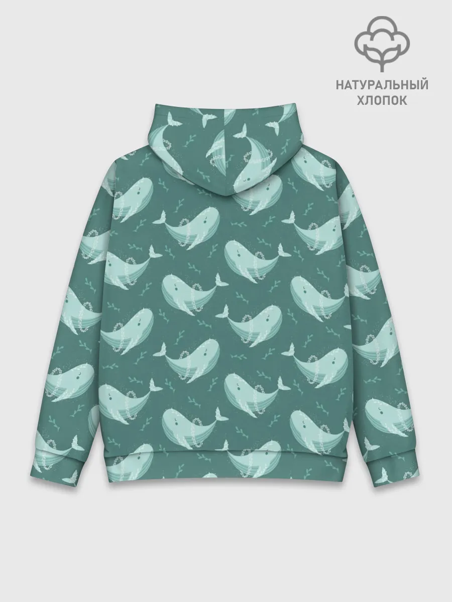 Худи мужской база хлопок / Киты