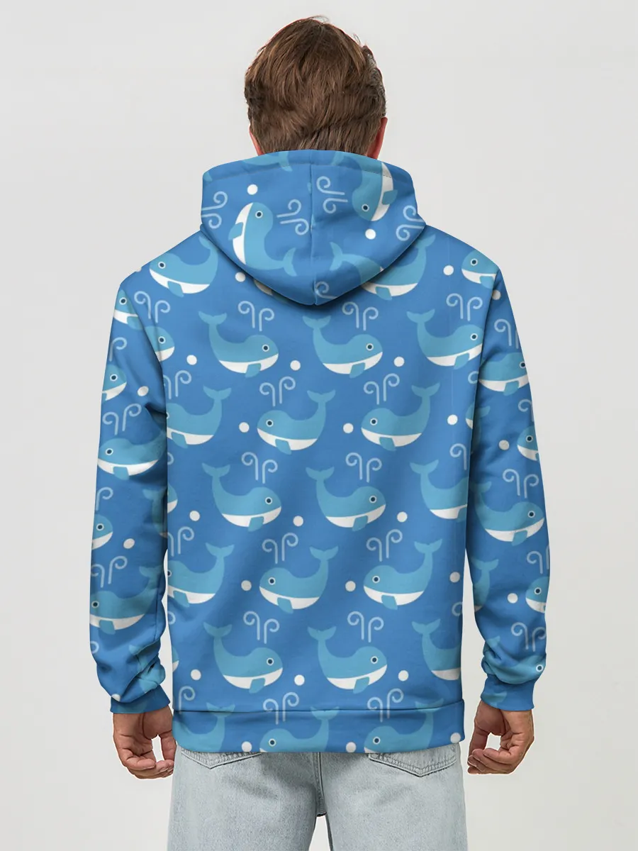 Худи мужской база хлопок / Киты паттерн