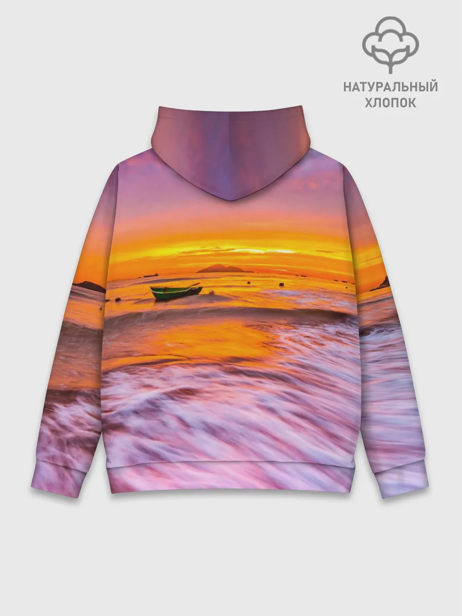 Худи мужской база хлопок / Закат на пляже