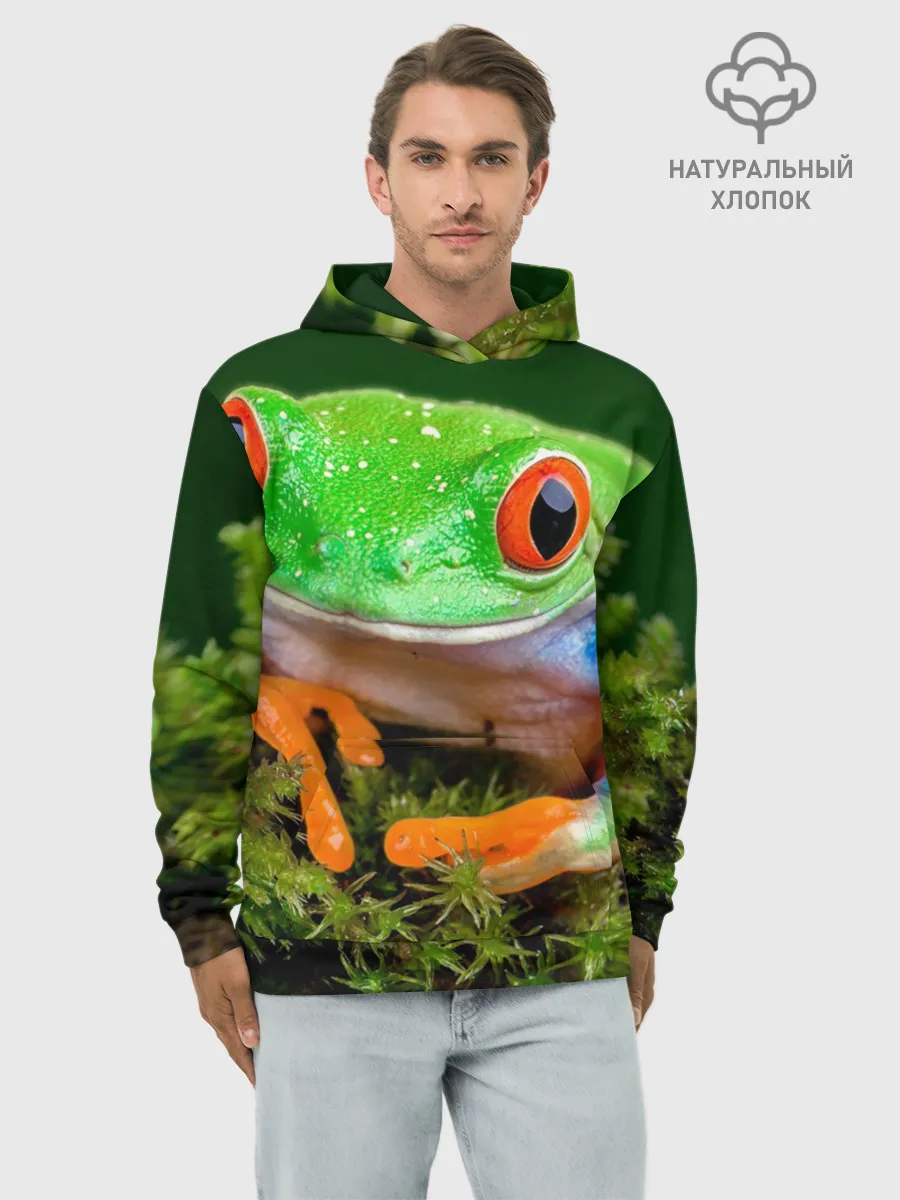 Худи мужской база хлопок / Тропическая лягушка