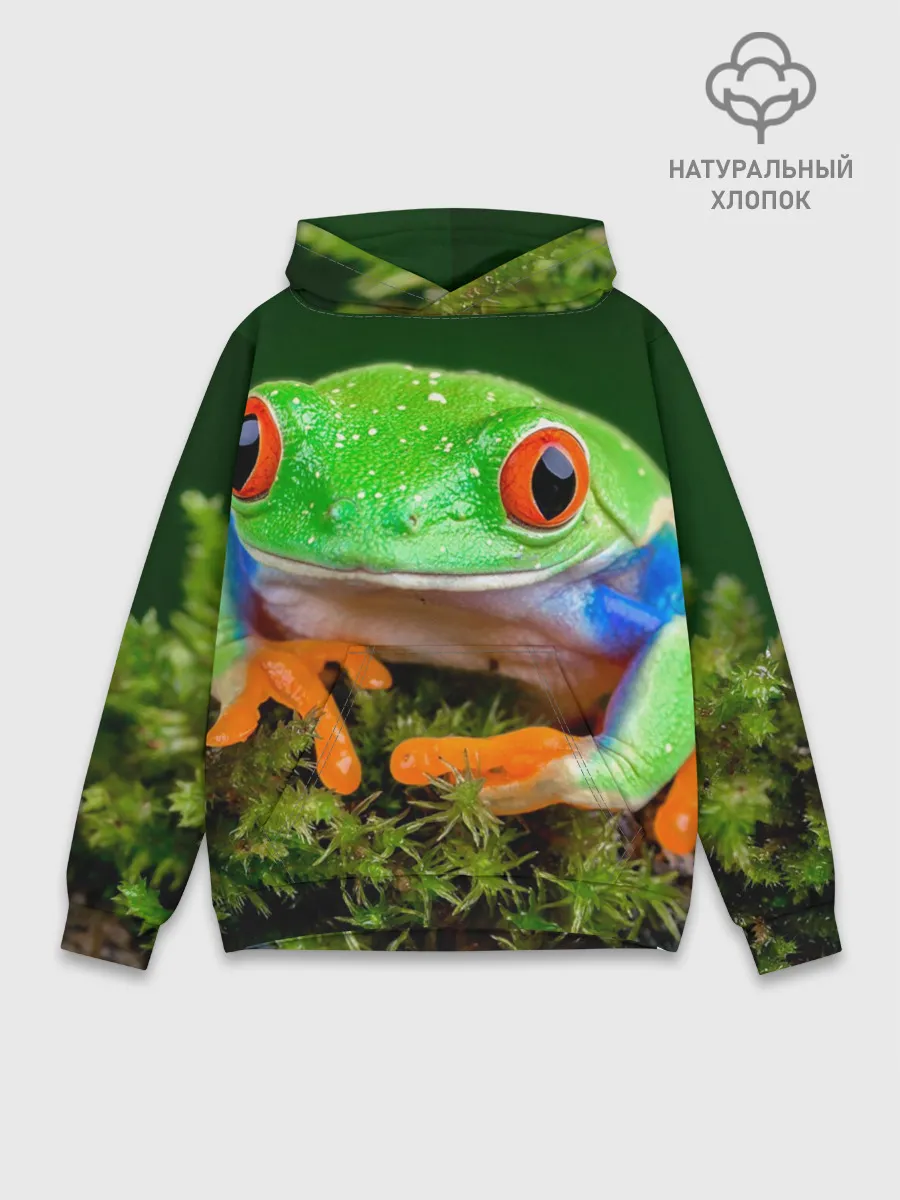 Худи мужской база хлопок / Тропическая лягушка
