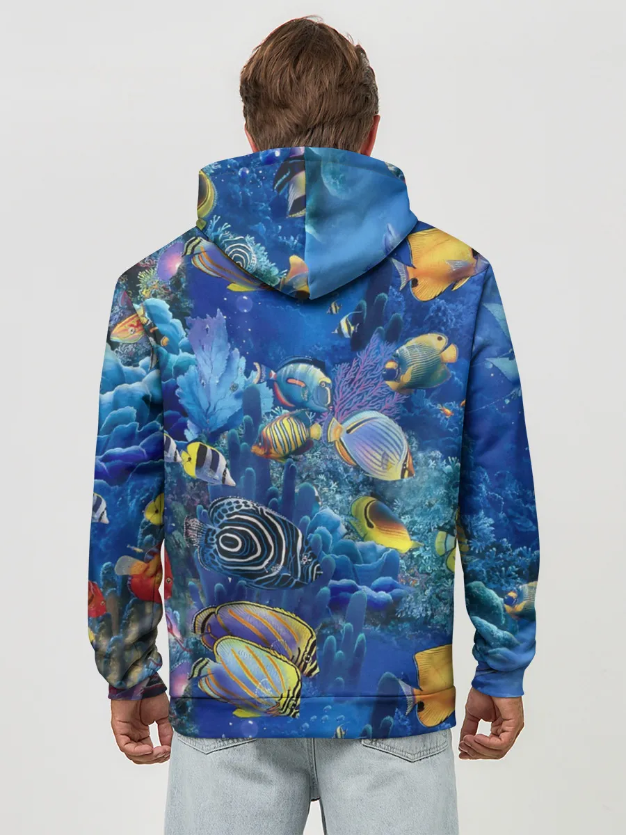 Худи мужской база хлопок / Коралловые рыбки