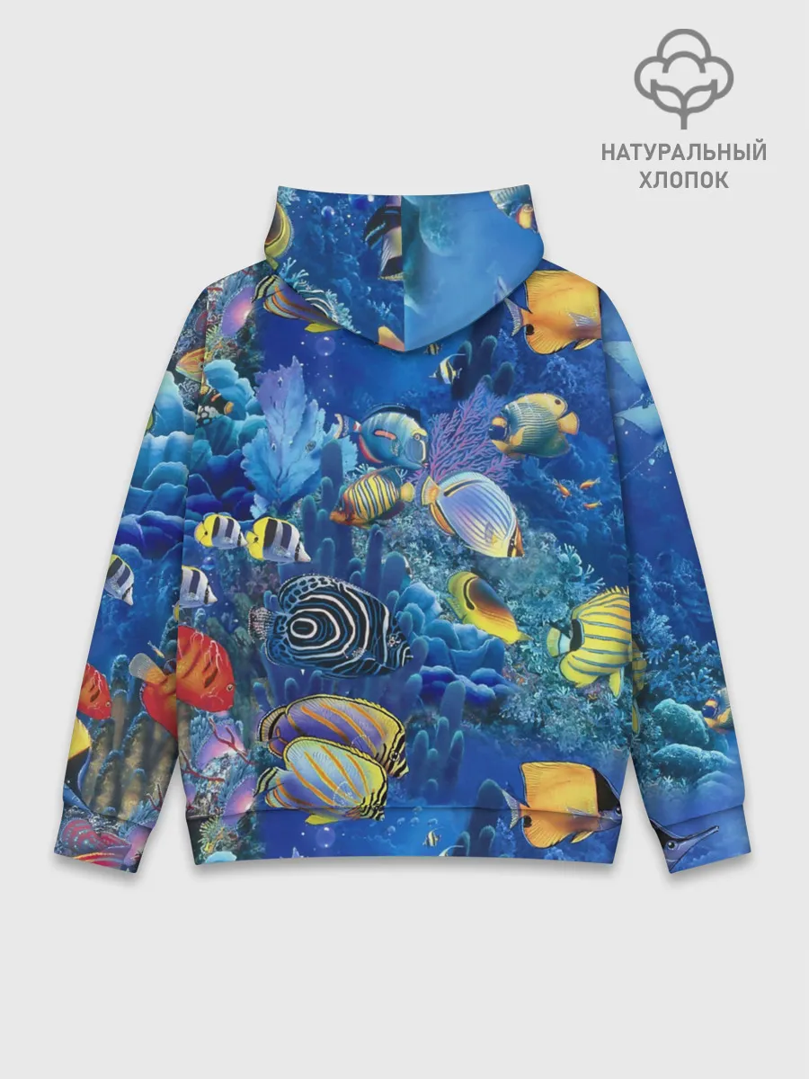 Худи мужской база хлопок / Коралловые рыбки