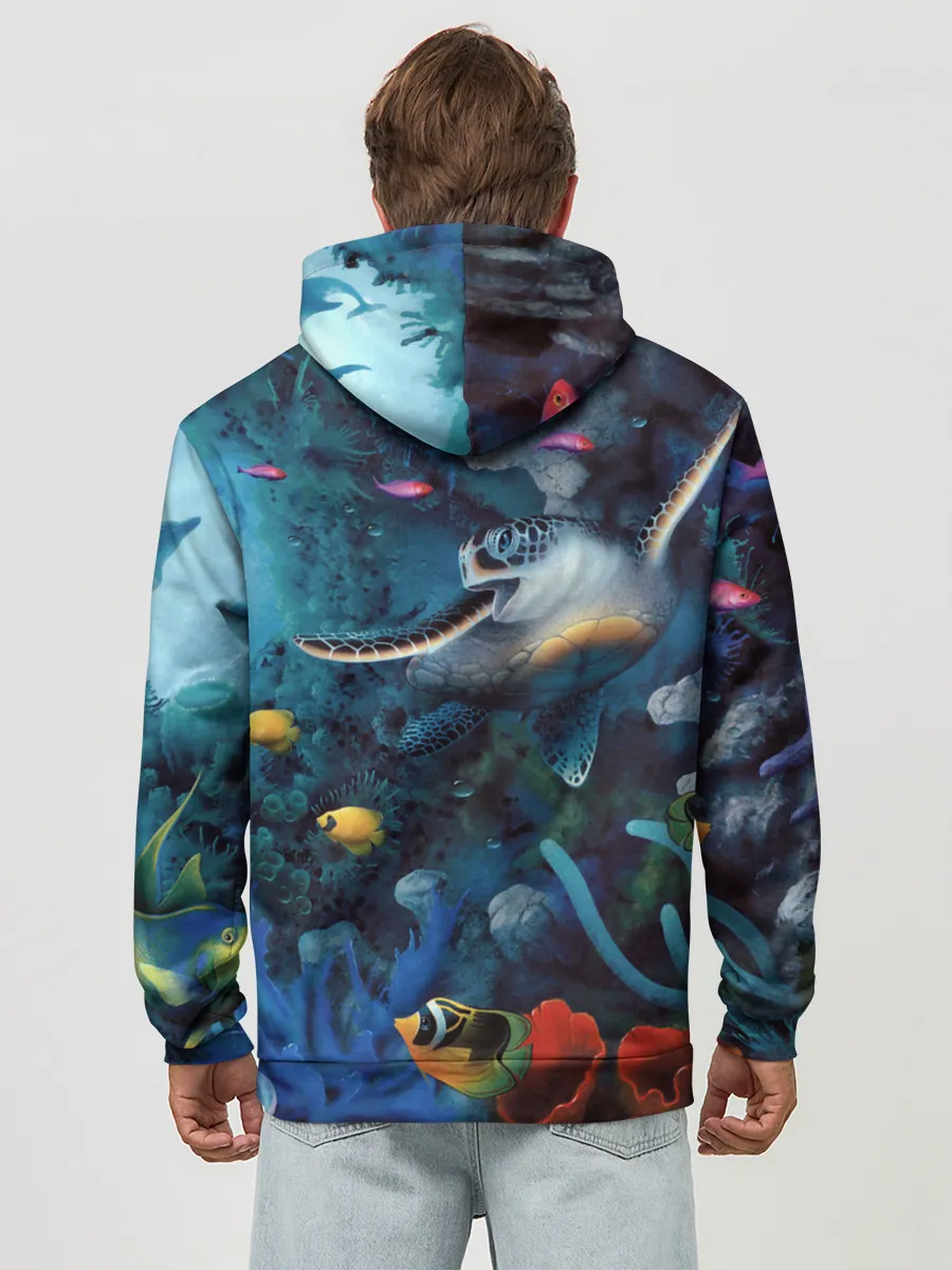 Худи мужской база хлопок / Морская черепаха