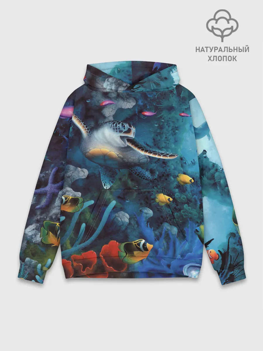 Худи мужской база хлопок / Морская черепаха