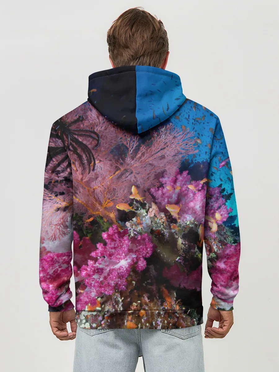 Худи мужской база хлопок / Коралловые рыбки