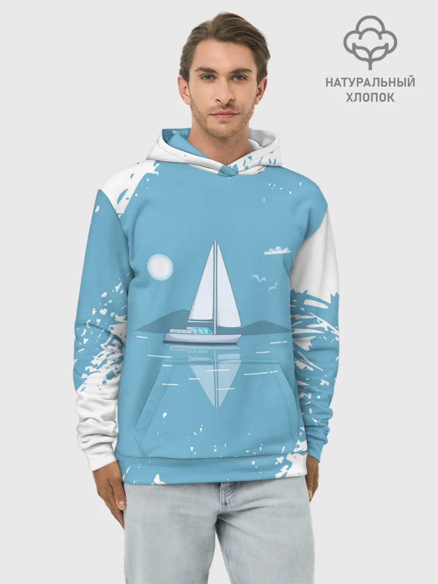 Худи мужской база хлопок / ОДИНОКИЙ ПАРУСНИК | SAILBOAT