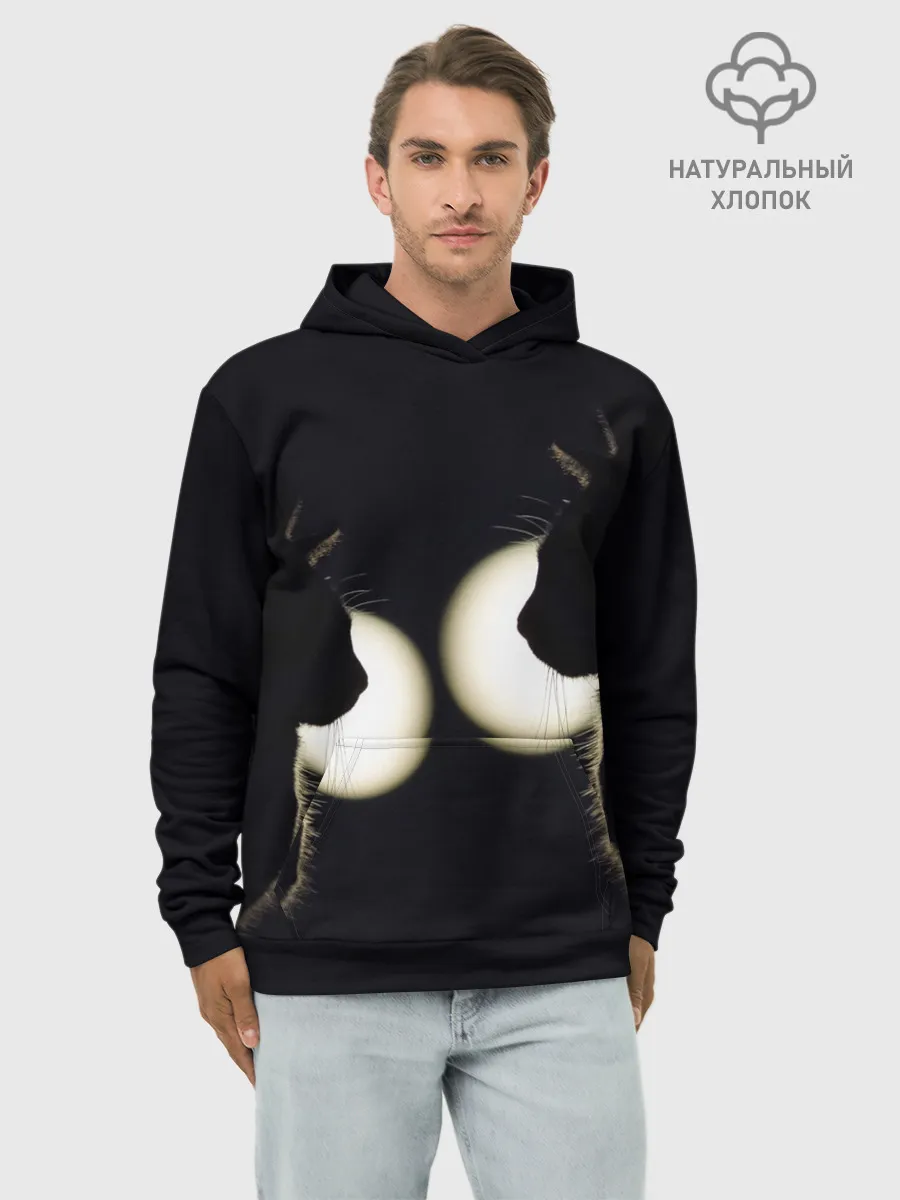 Худи мужской база хлопок / Пара | Силуэты черных кошек