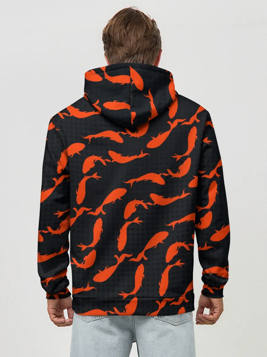 Худи мужской база хлопок / Красные рыбки