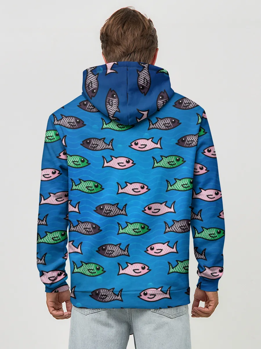 Худи мужской база хлопок / Рыбки
