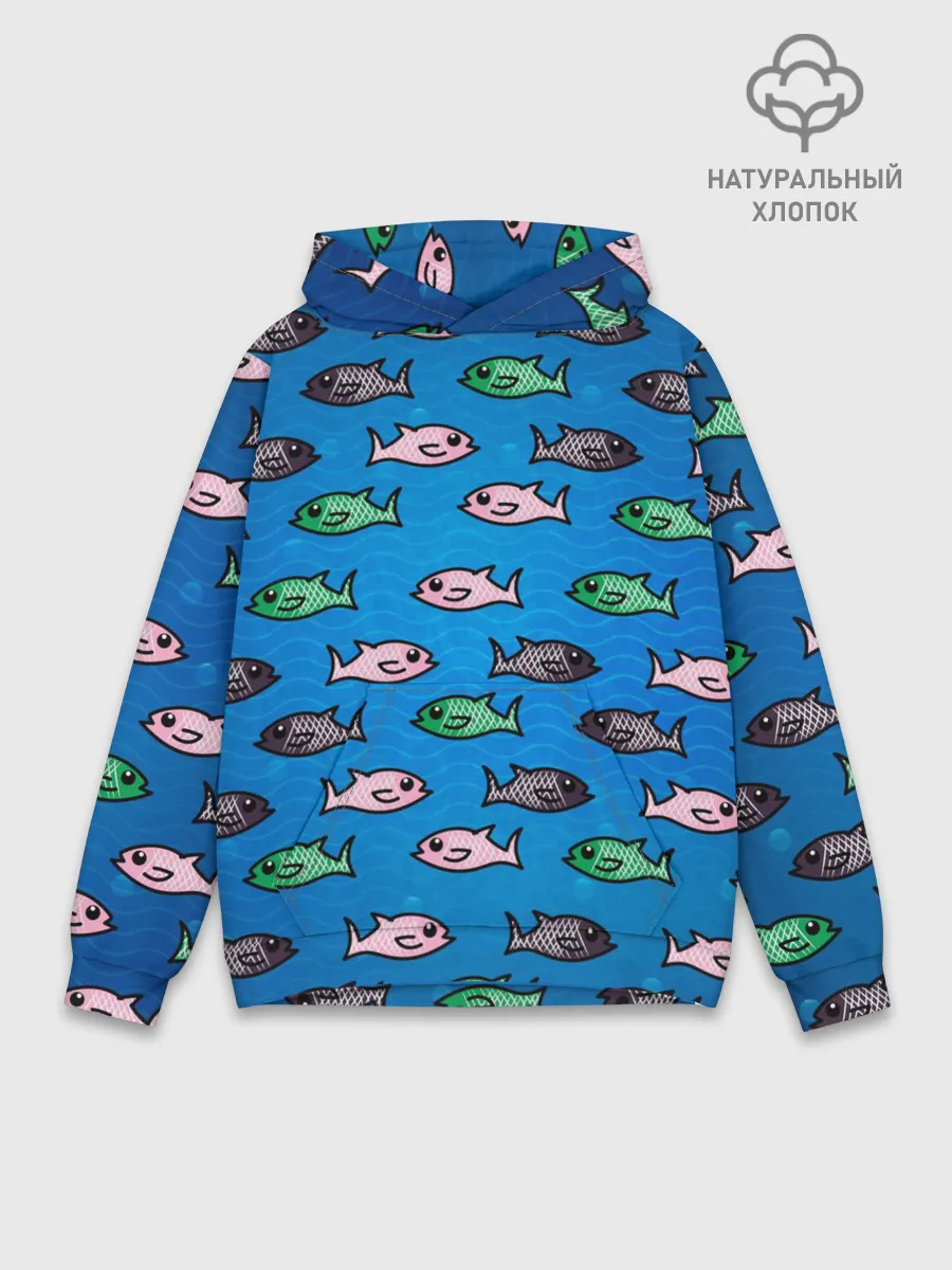 Худи мужской база хлопок / Рыбки