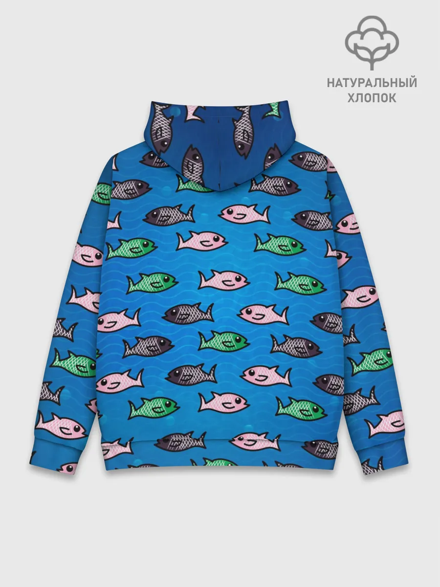 Худи мужской база хлопок / Рыбки