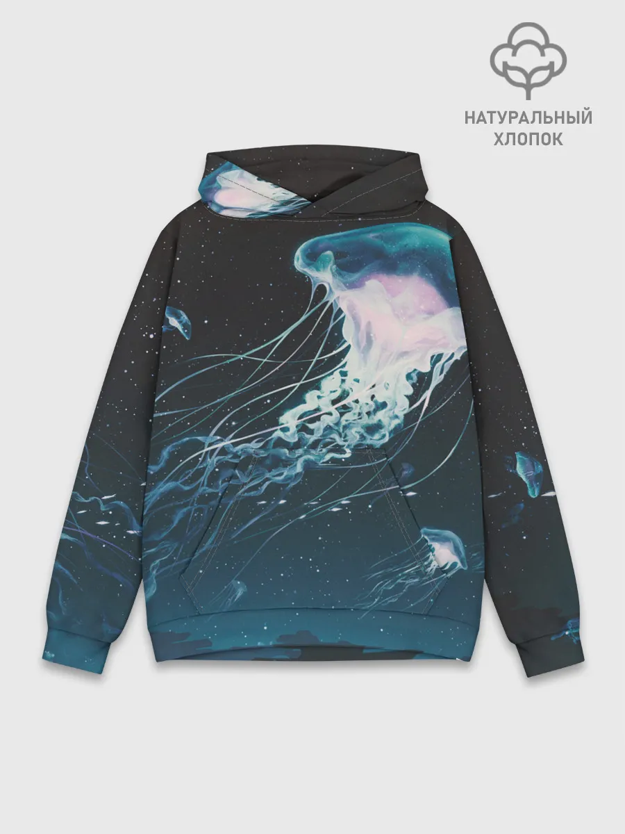 Худи мужской база хлопок / Рисунок медуза
