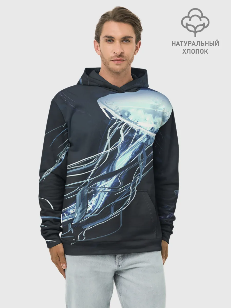 Худи мужской база хлопок / Рисунок медуза