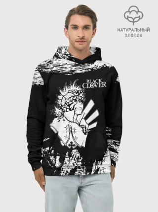 Худи мужской база хлопок / Черный Аста Чёрный клевер