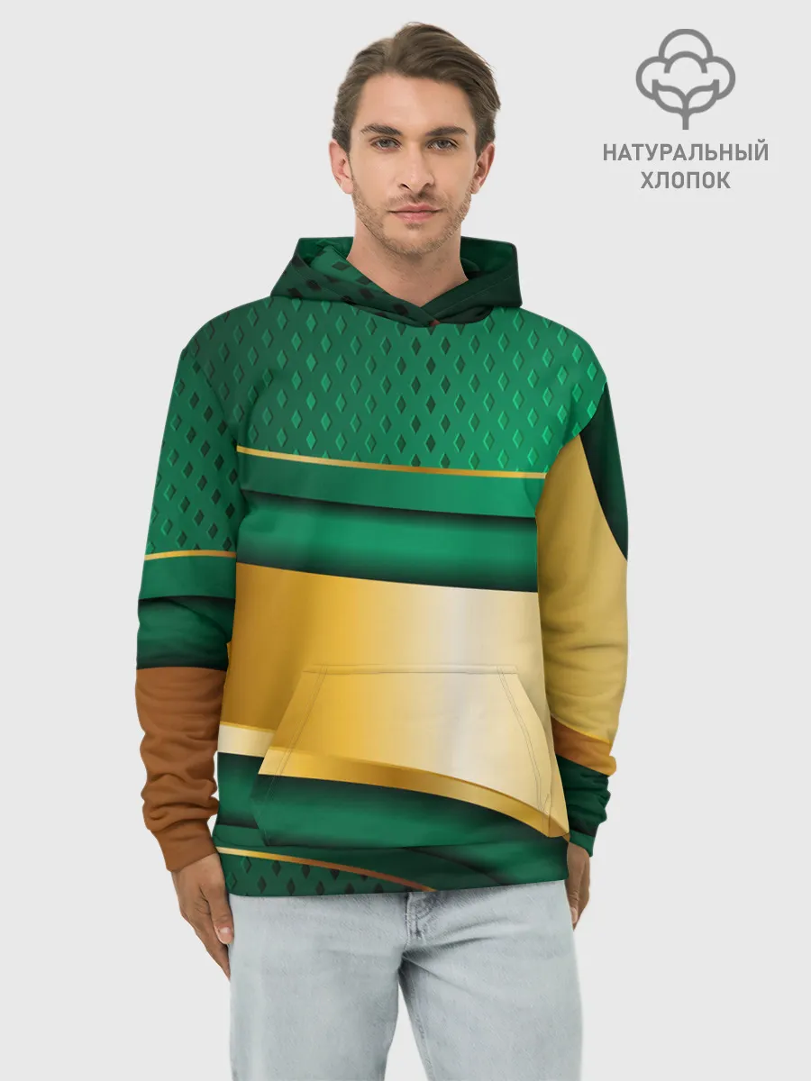 Худи мужской база хлопок / GREEN GOLD 3D