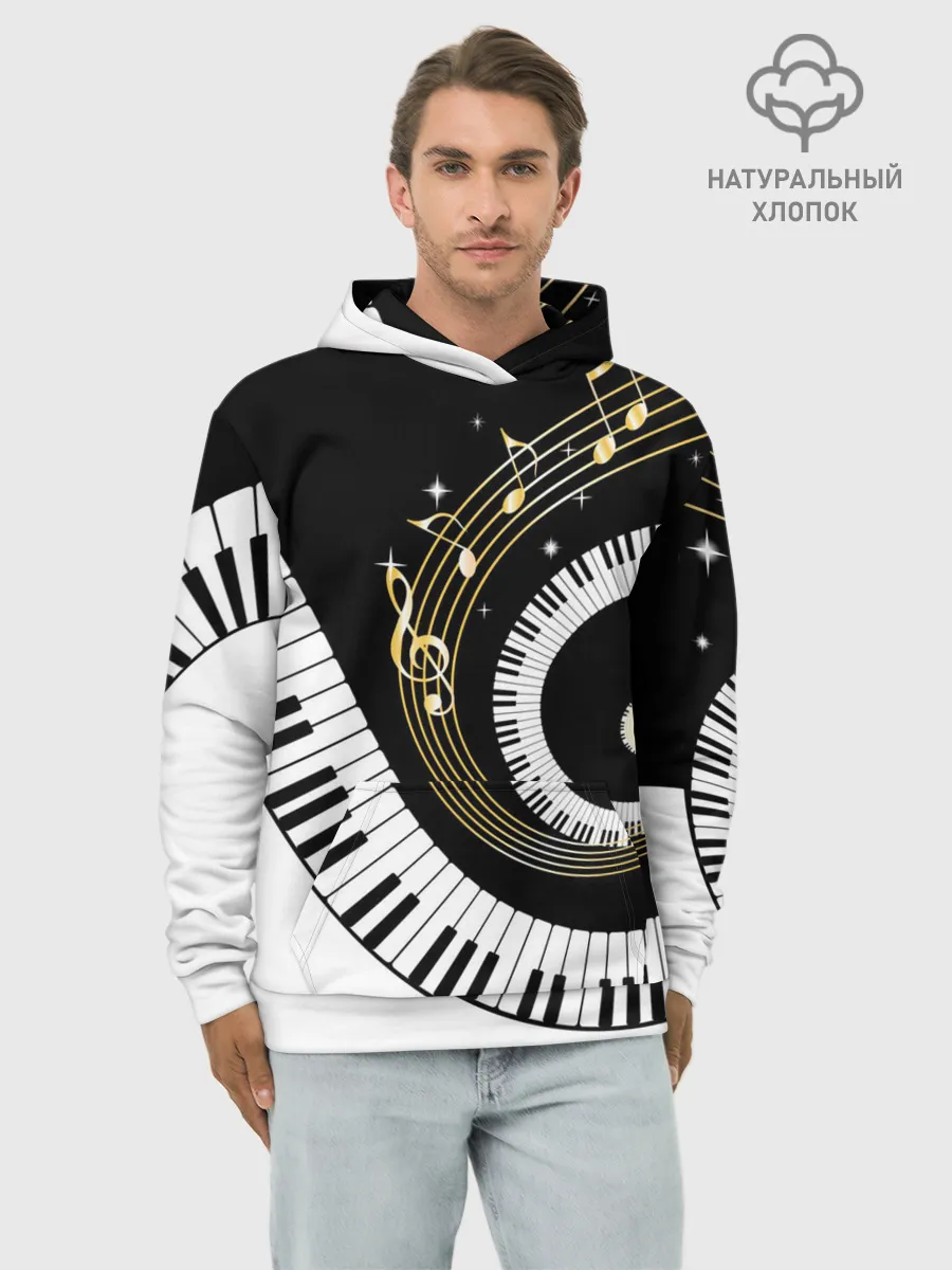 Худи мужской база хлопок / МУЗЫКАЛЬНЫЙ УЗОР
