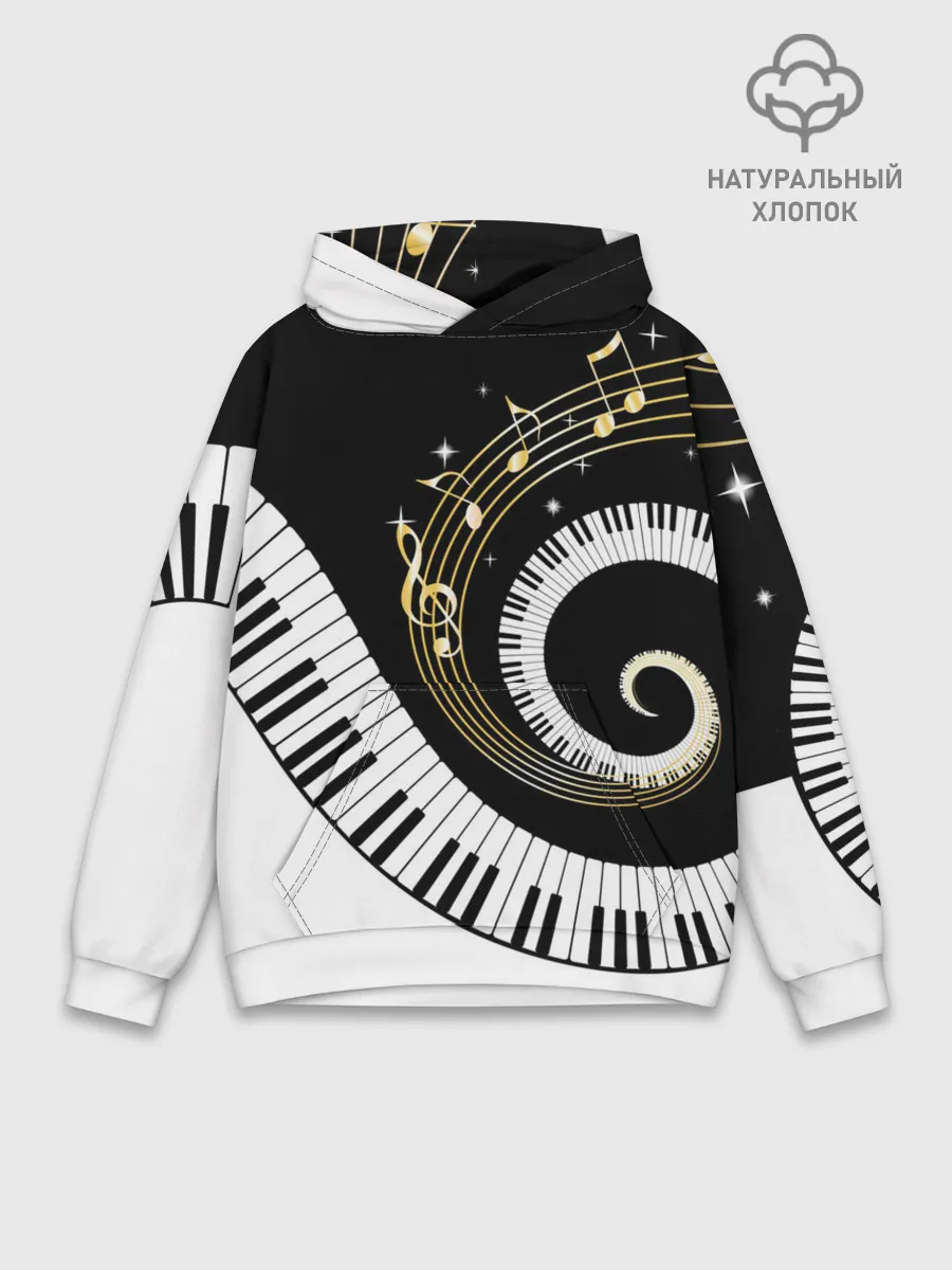 Худи мужской база хлопок / МУЗЫКАЛЬНЫЙ УЗОР
