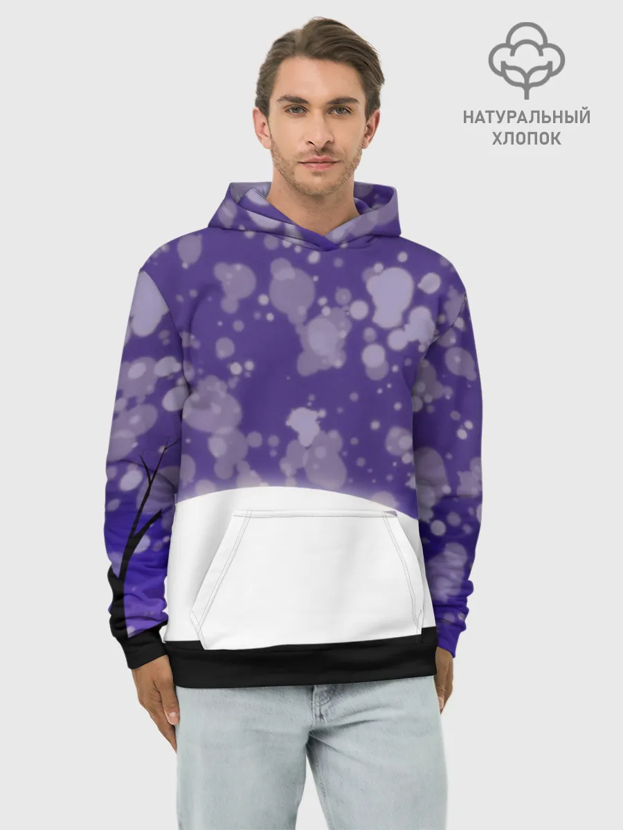 Худи мужской база хлопок / одинокое дерево в ночи