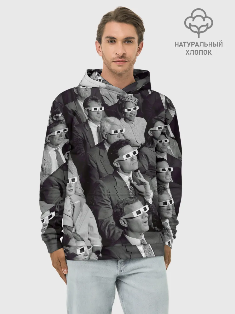 Худи мужской база хлопок / Люди смотрят фильм в 3d очках