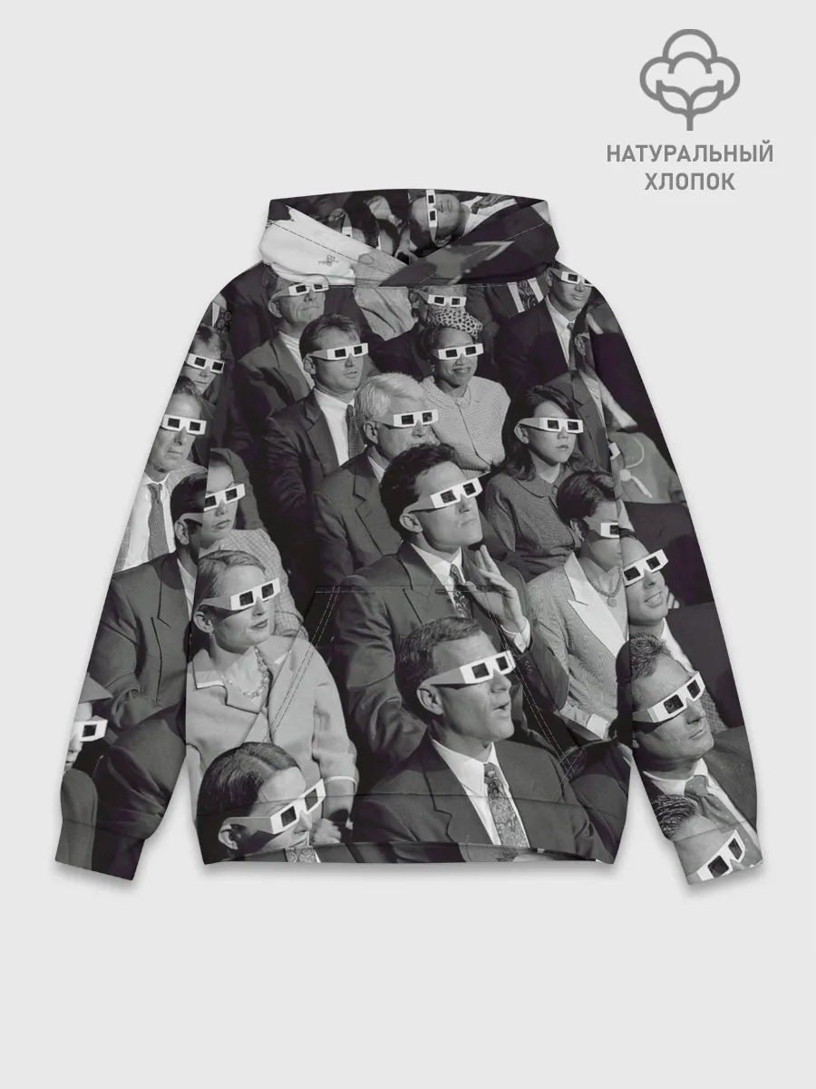 Худи мужской база хлопок / Люди смотрят фильм в 3d очках