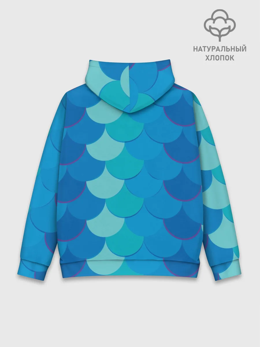 Худи мужской база хлопок / Синяя чешуя рыбы