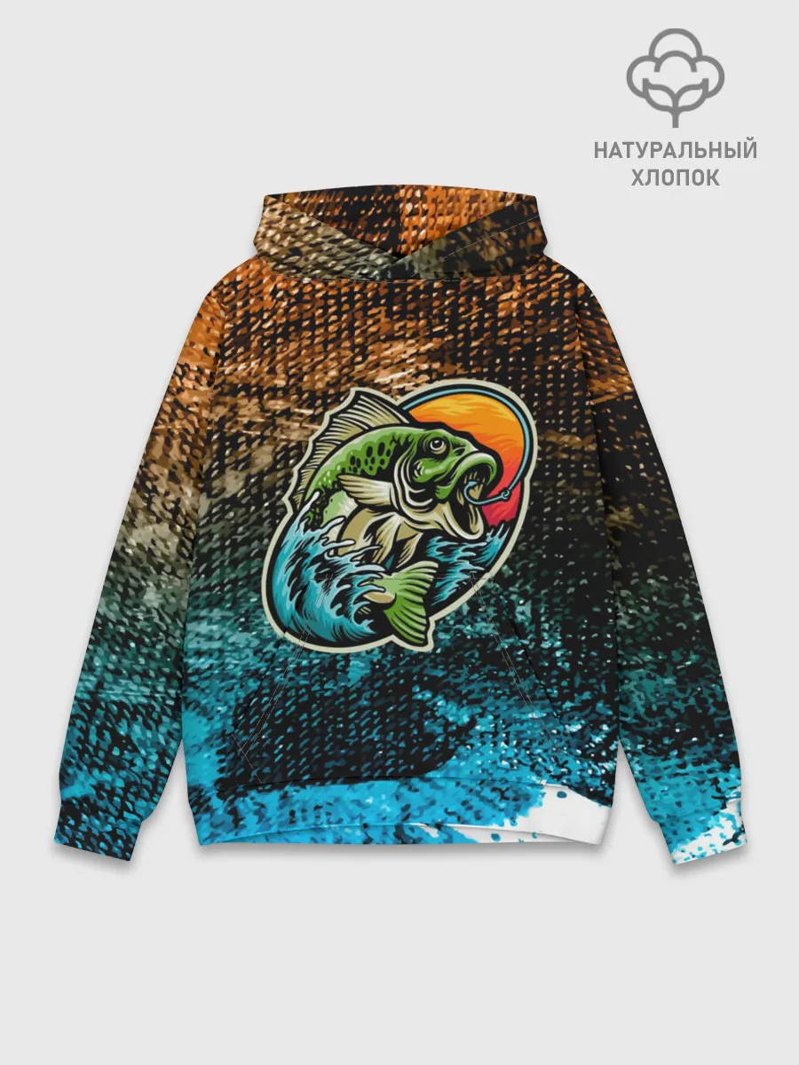 Худи мужской база хлопок / Рыба на крючке