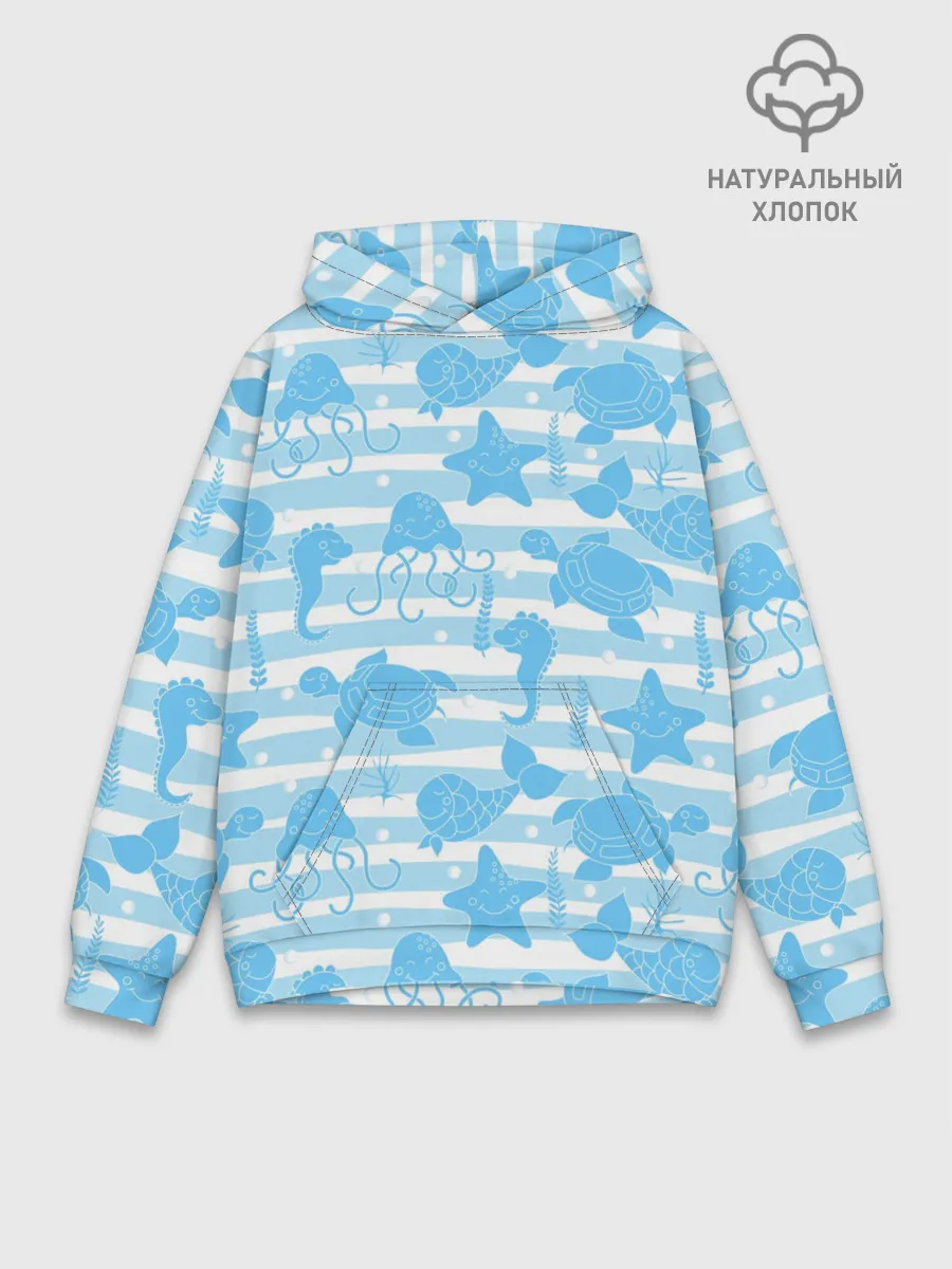 Худи мужской база хлопок / Морские жители