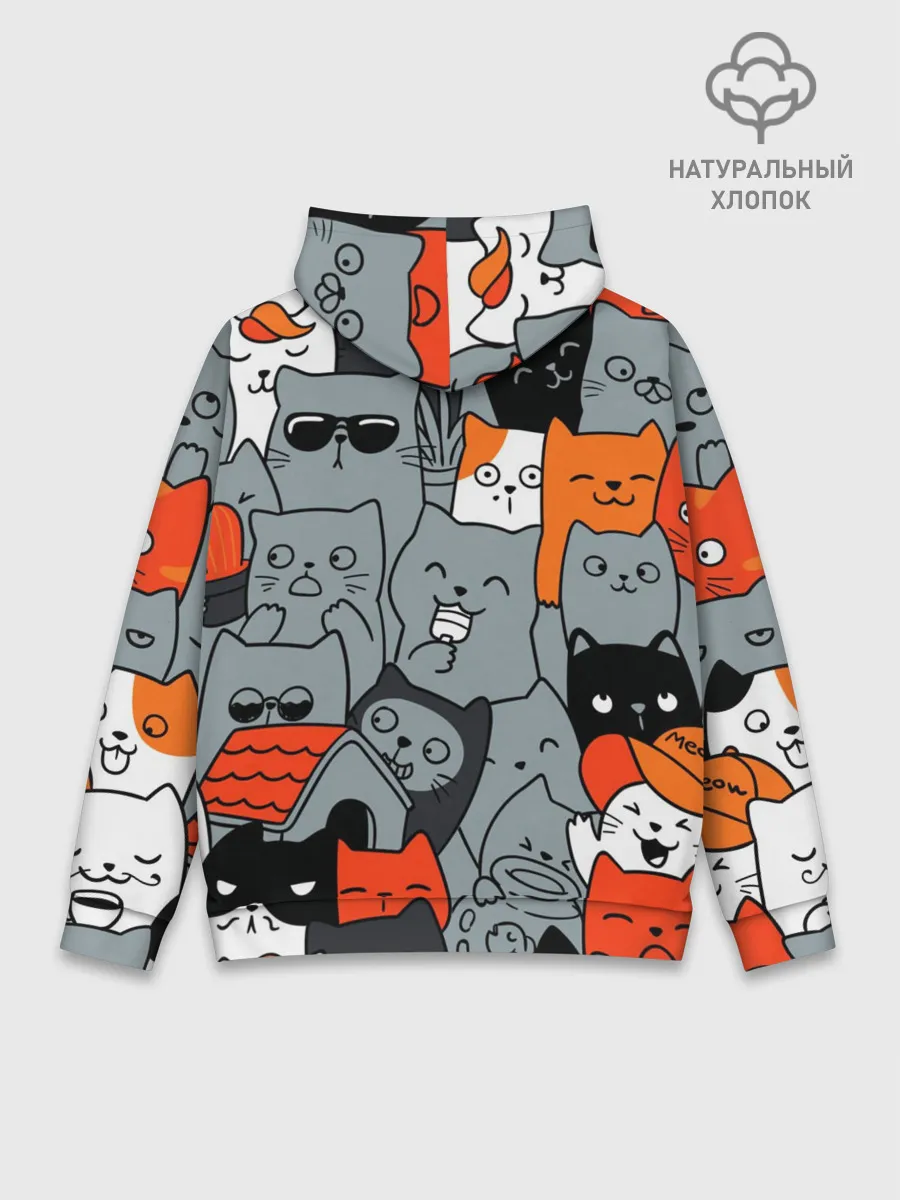 Худи мужской база хлопок / Разноцветные коты