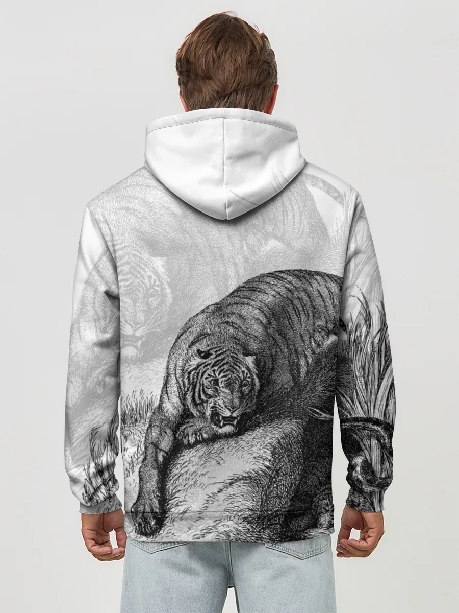 Худи мужской база хлопок / Тигр и змея
