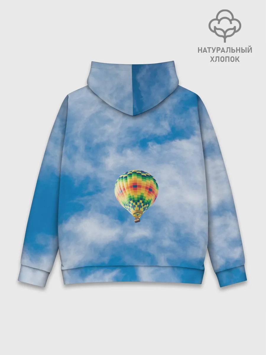 Худи мужской база хлопок / Воздушный шар в небе