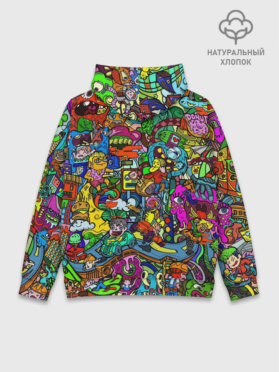 Худи мужской база хлопок / Веселые узоры