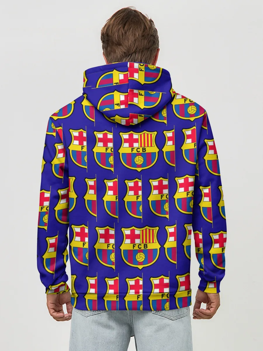 Худи мужской база хлопок / ФК БАРСЕЛОНА / PATTERN / УЗОР