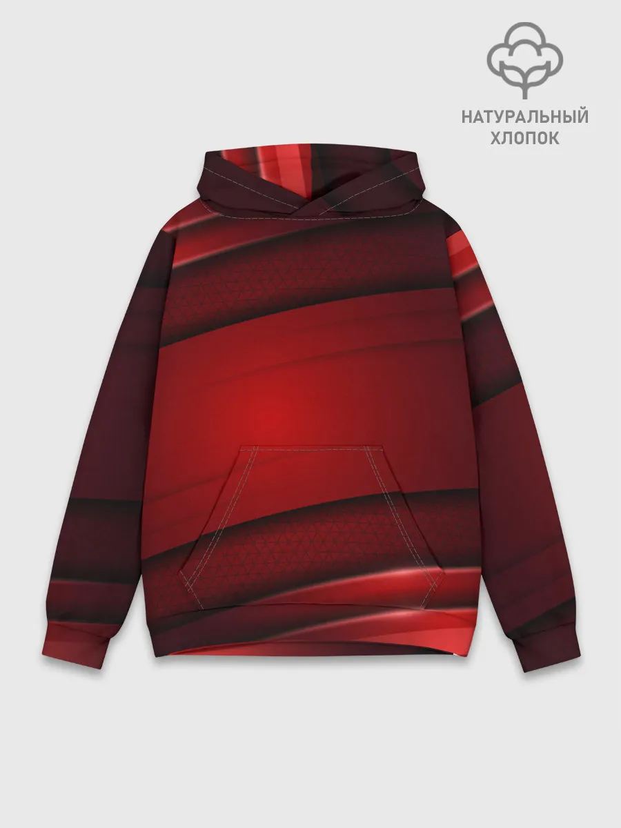 Худи мужской база хлопок / 3D red Абстрактные линии