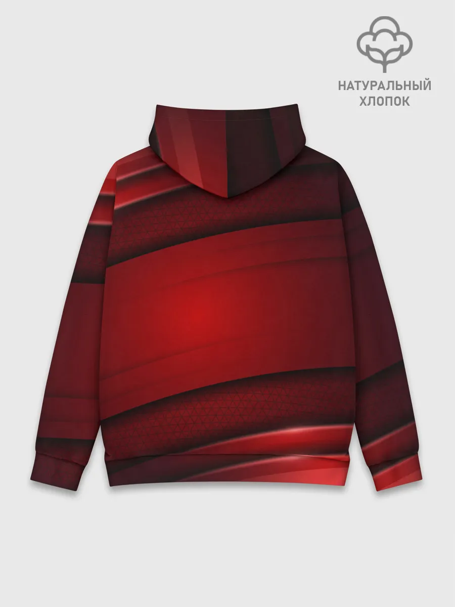 Худи мужской база хлопок / 3D red Абстрактные линии