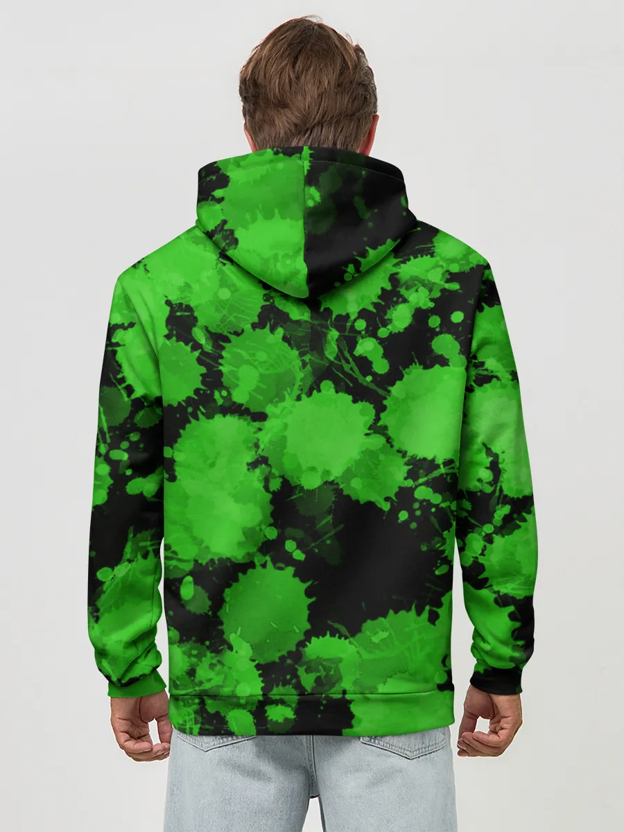 Худи мужской база хлопок / Зеленые Кляксы