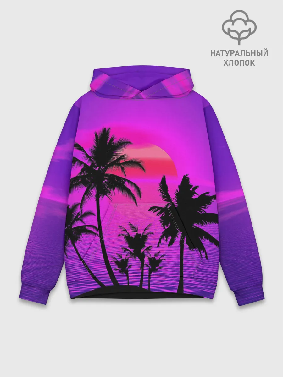 Худи мужской база хлопок / Неоновый Закат