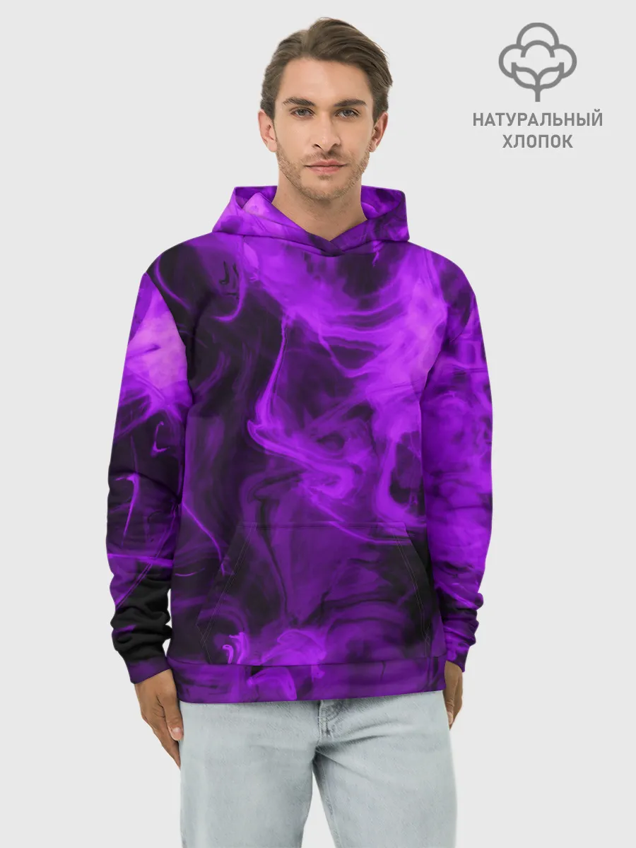 Худи мужской база хлопок / Неоновый Дым