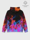 Худи мужской база хлопок / ТРИ ОГНЯ / FIRE / СИНИЙ ОГОНЬ