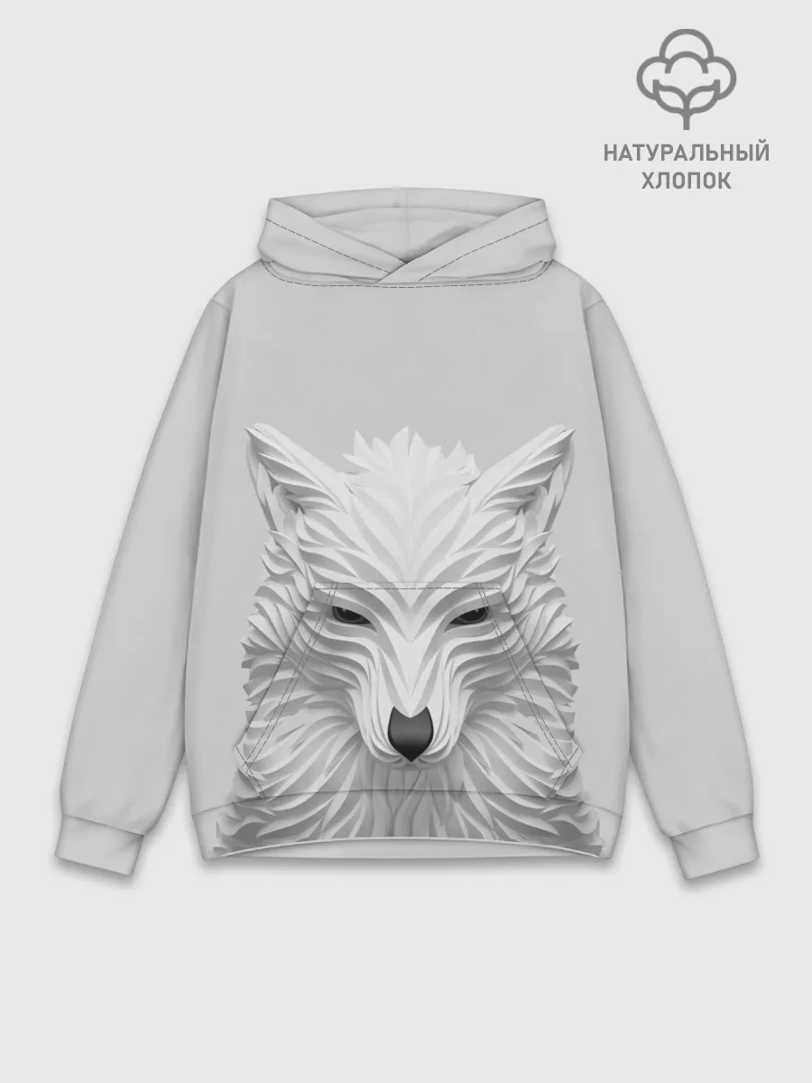 Худи мужской база хлопок / БЕЛЫЙ ВОЛК