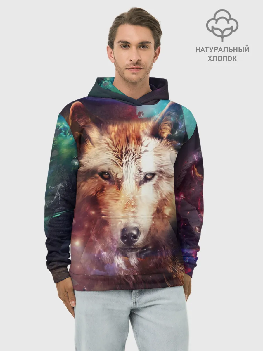 Худи мужской база хлопок / Красивый волк