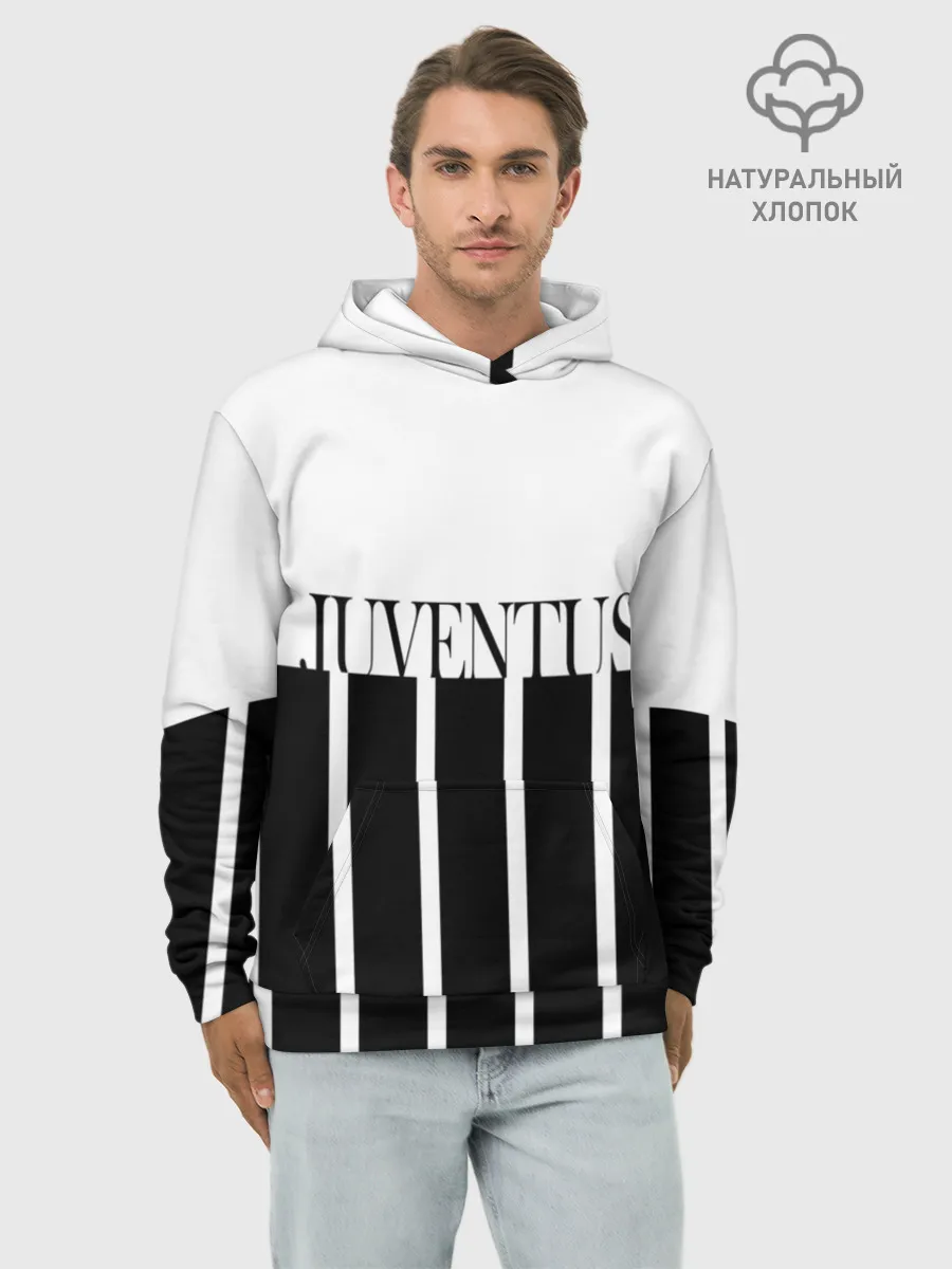 Худи мужской база хлопок / Juventus | Tee Black and White