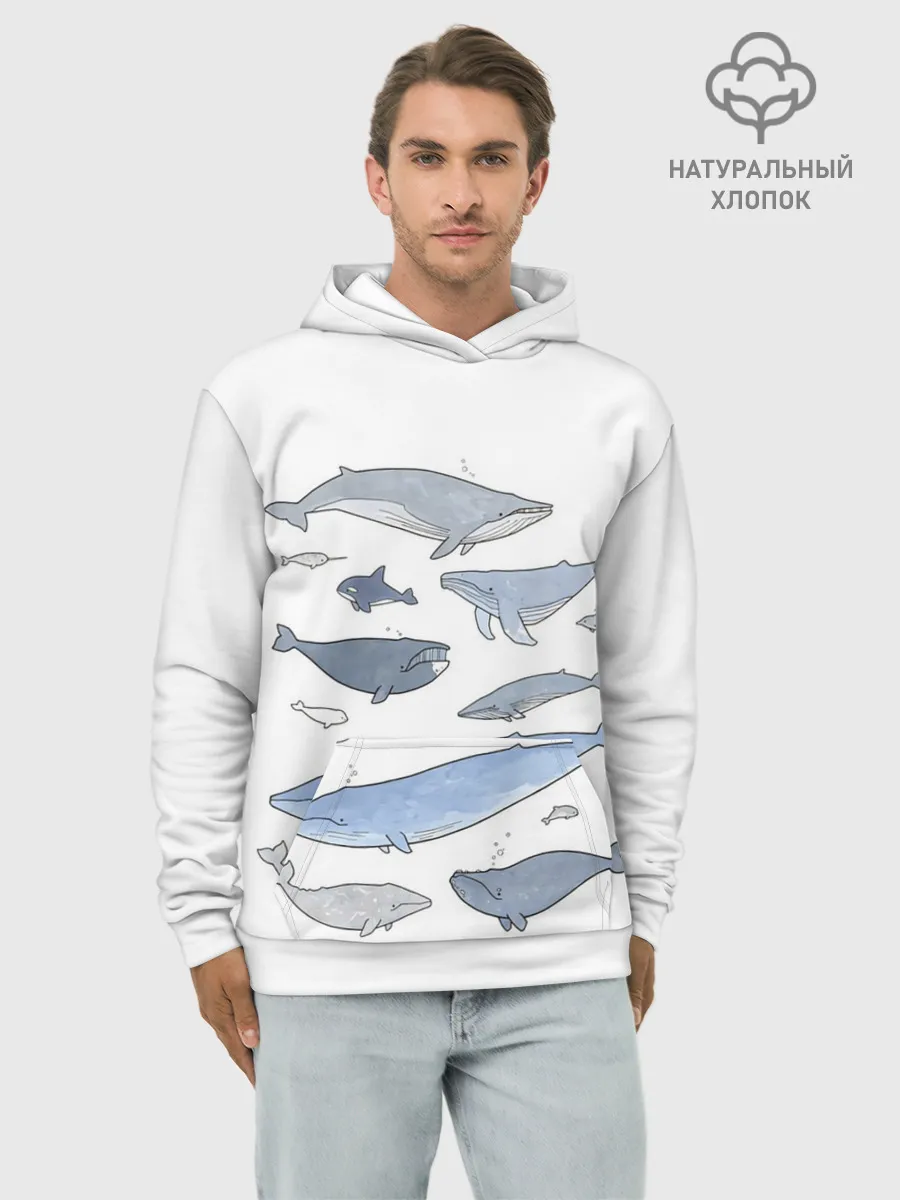 Худи мужской база хлопок / киты