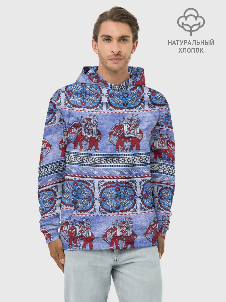 Худи мужской база хлопок / Индийский Орнамент