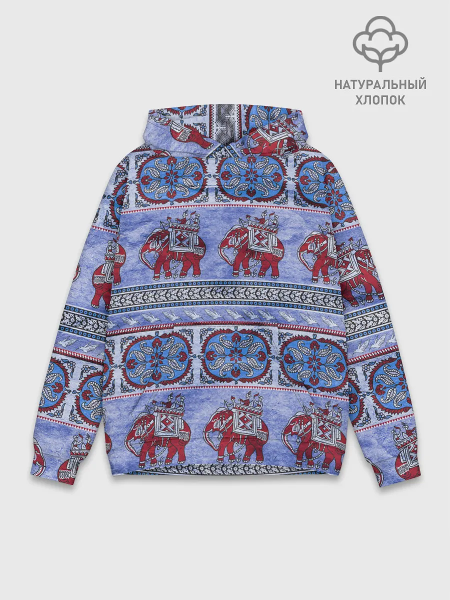 Худи мужской база хлопок / Индийский Орнамент