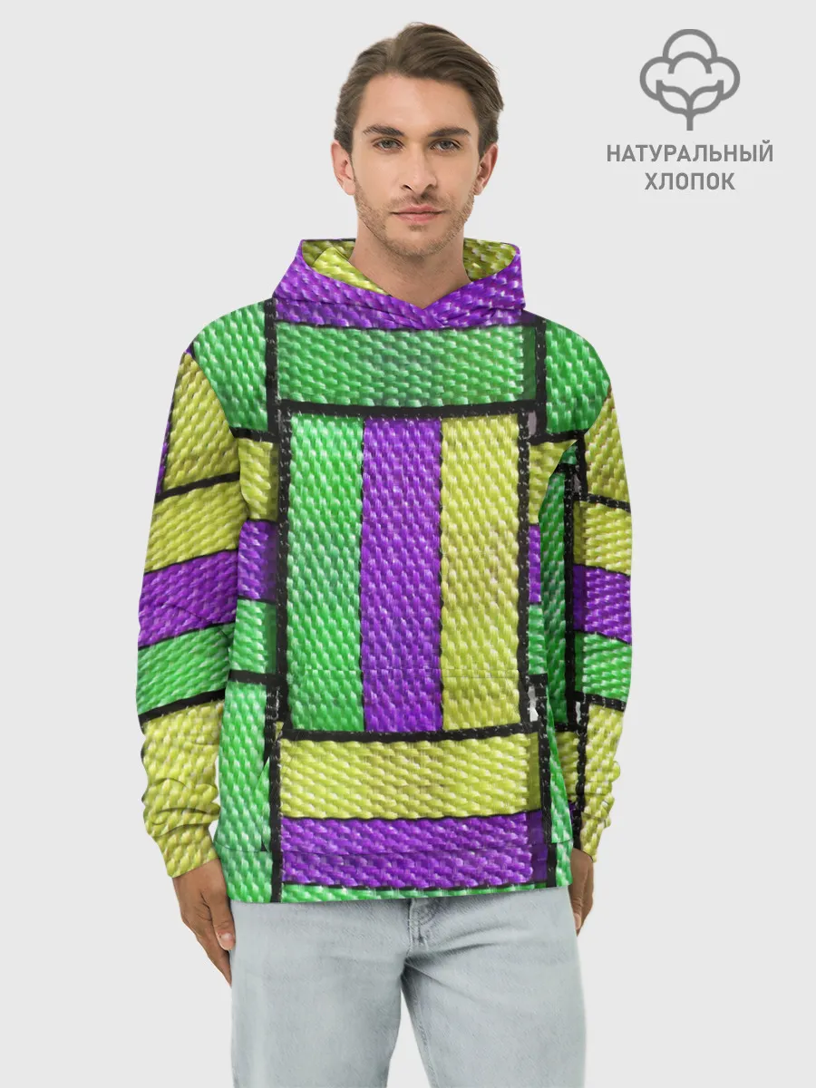 Худи мужской база хлопок / Цветные Ремешки