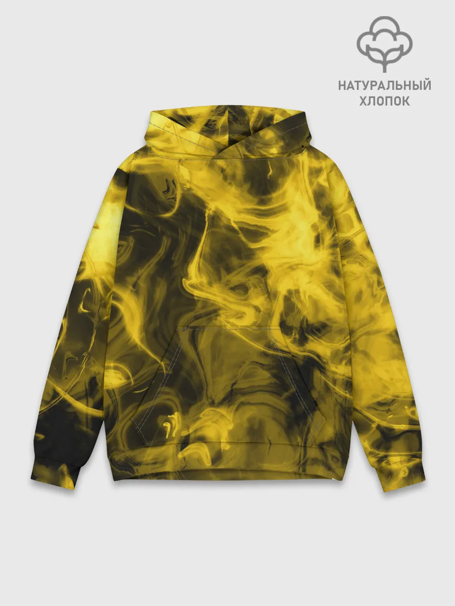 Худи мужской база хлопок / Желтый Неоновый Дым