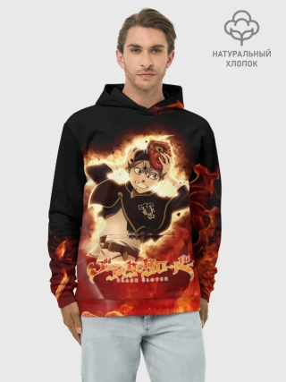 Худи мужской база хлопок / Аста в маске огонь и пламя
